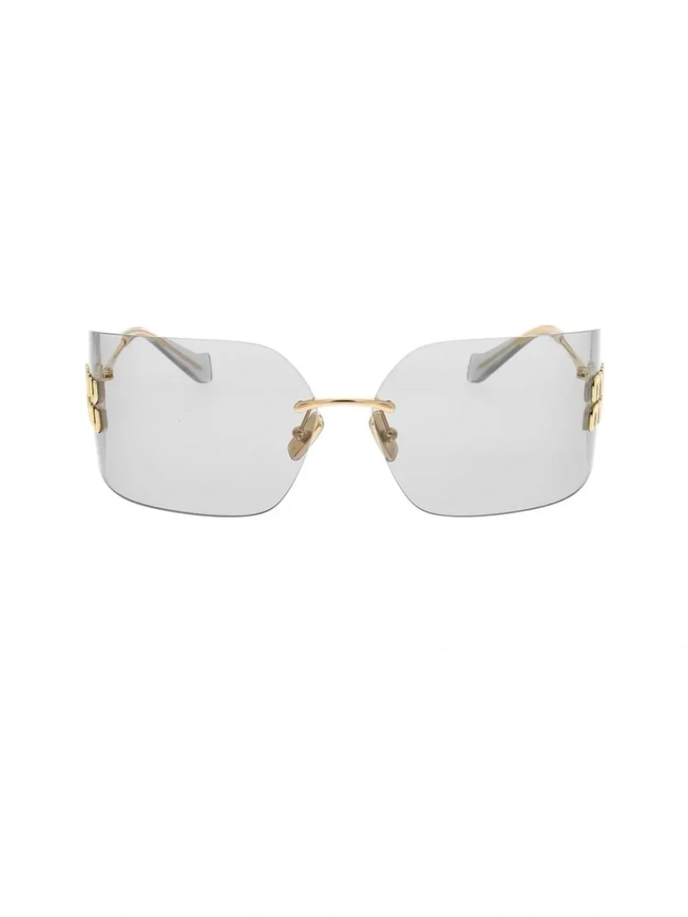 Miu Miu Glitter Rimless Shield Sunglasses - Gray & Gold